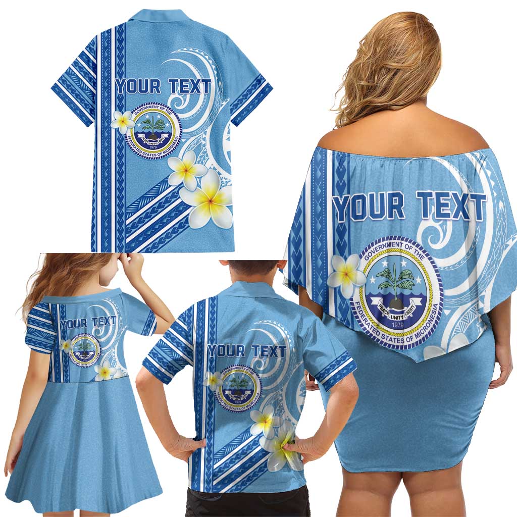 Personalised Federated States of Micronesia Family Matching Off Shoulder Short Dress and Hawaiian Shirt Happy 38th Independence Anniversary LT05 - Polynesian Pride