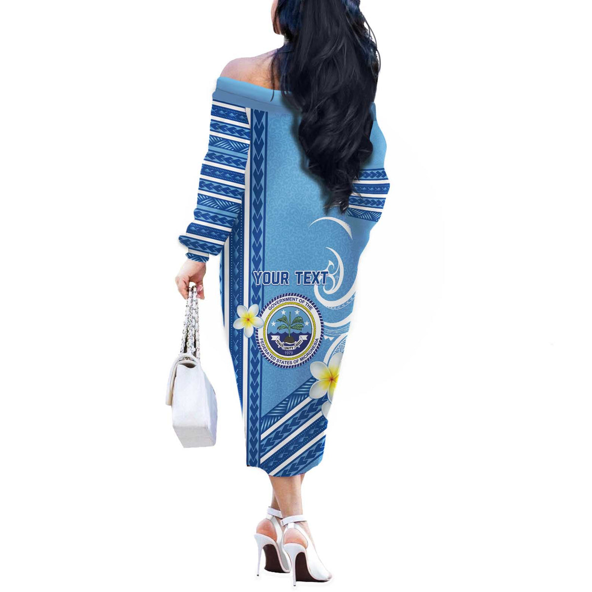 Personalised Federated States of Micronesia Off The Shoulder Long Sleeve Dress Happy 38th Independence Anniversary LT05 - Polynesian Pride