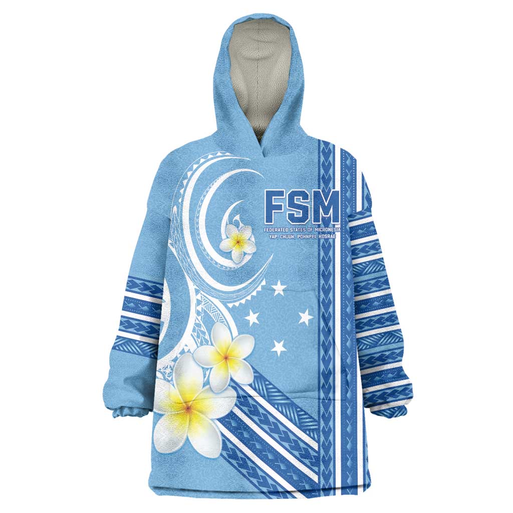 Personalised Federated States of Micronesia Wearable Blanket Hoodie Happy 38th Independence Anniversary LT05 One Size Blue - Polynesian Pride