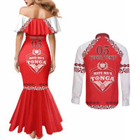 Custom Tonga Mate Maa Rugby Couples Matching Mermaid Dress and Long Sleeve Button Shirt Go Champions LT05 - Polynesian Pride