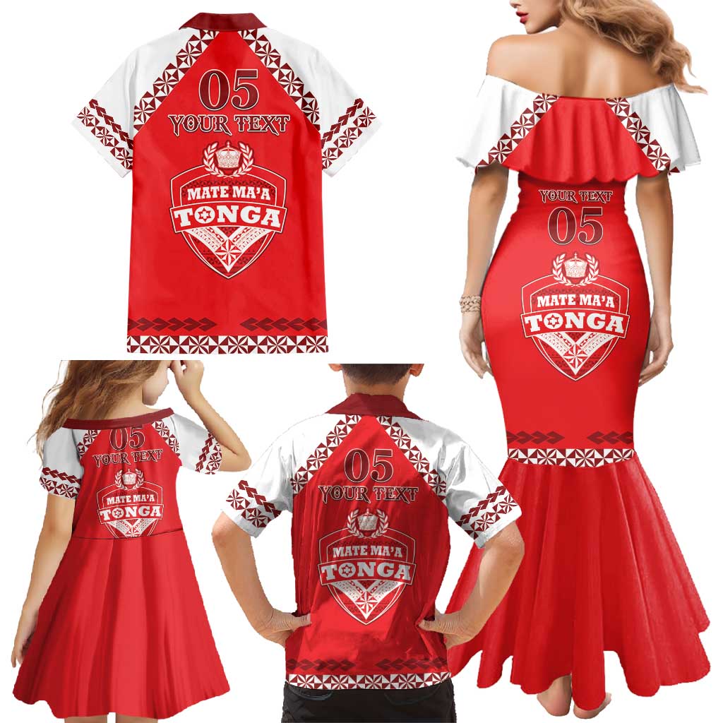 Custom Tonga Mate Maa Rugby Family Matching Mermaid Dress and Hawaiian Shirt Go Champions LT05 - Polynesian Pride