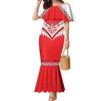 Custom Tonga Mate Maa Rugby Family Matching Mermaid Dress and Hawaiian Shirt Go Champions LT05 Mom's Dress Red - Polynesian Pride