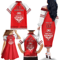 Custom Tonga Mate Maa Rugby Family Matching Off The Shoulder Long Sleeve Dress and Hawaiian Shirt Go Champions LT05 - Polynesian Pride