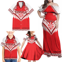 Custom Tonga Mate Maa Rugby Family Matching Off Shoulder Maxi Dress and Hawaiian Shirt Go Champions LT05 - Polynesian Pride