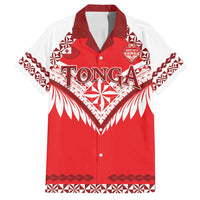 Custom Tonga Mate Maa Rugby Family Matching Off Shoulder Maxi Dress and Hawaiian Shirt Go Champions LT05 Dad's Shirt - Short Sleeve Red - Polynesian Pride