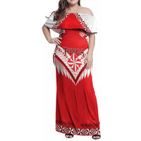 Custom Tonga Mate Maa Rugby Family Matching Off Shoulder Maxi Dress and Hawaiian Shirt Go Champions LT05 Mom's Dress Red - Polynesian Pride