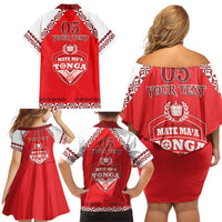 Custom Tonga Mate Maa Rugby Family Matching Off Shoulder Short Dress and Hawaiian Shirt Go Champions LT05 - Polynesian Pride