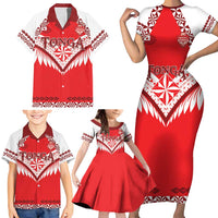 Custom Tonga Mate Maa Rugby Family Matching Short Sleeve Bodycon Dress and Hawaiian Shirt Go Champions LT05 - Polynesian Pride