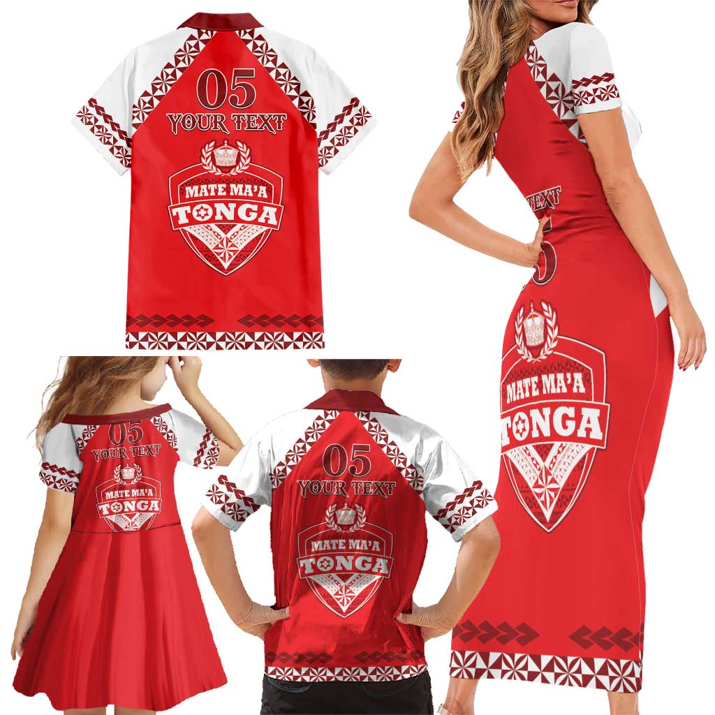 Custom Tonga Mate Maa Rugby Family Matching Short Sleeve Bodycon Dress and Hawaiian Shirt Go Champions LT05 - Polynesian Pride
