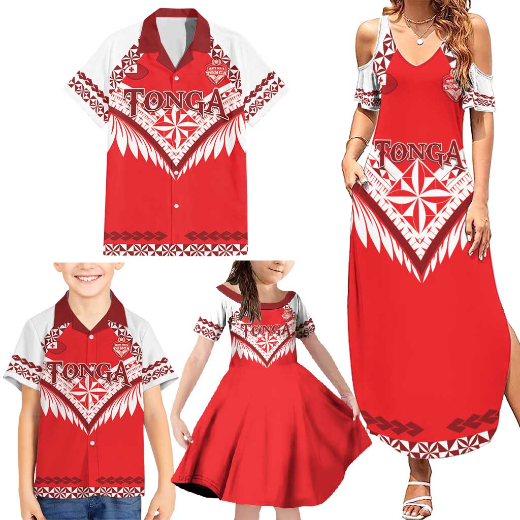 Custom Tonga Mate Maa Rugby Family Matching Summer Maxi Dress and Hawaiian Shirt Go Champions LT05 - Polynesian Pride