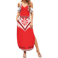 Custom Tonga Mate Maa Rugby Family Matching Summer Maxi Dress and Hawaiian Shirt Go Champions LT05 Mom's Dress Red - Polynesian Pride