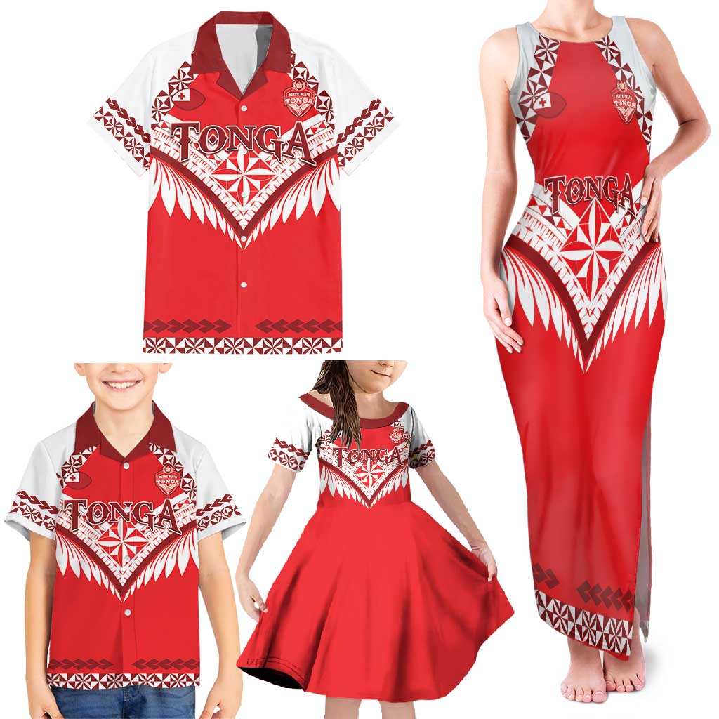 Custom Tonga Mate Maa Rugby Family Matching Tank Maxi Dress and Hawaiian Shirt Go Champions LT05 - Polynesian Pride