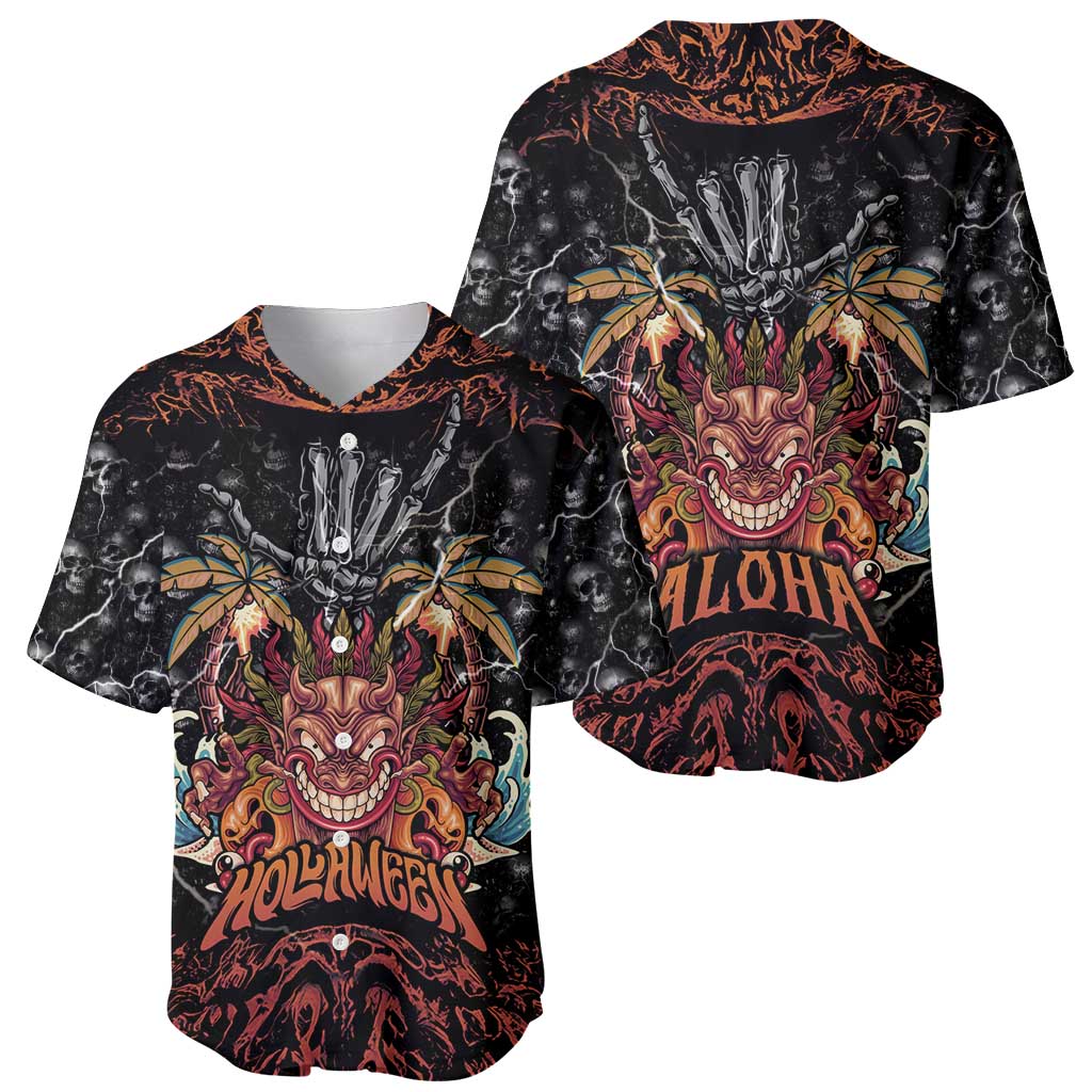 Aloha Halloween Baseball Jersey Horror Tiki Heavy Metal Style LT05 - Polynesian Pride