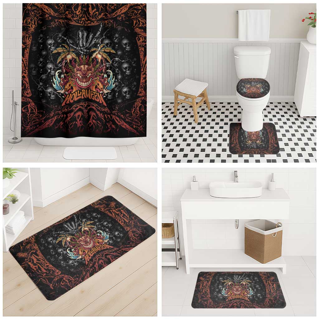 Aloha Halloween Bathroom Set Horror Tiki Heavy Metal Style - Polynesian Pride