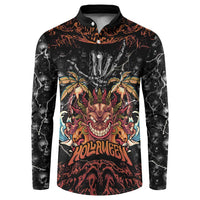 Aloha Halloween Button Sweatshirt Horror Tiki Heavy Metal Style - Polynesian Pride