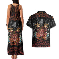 Aloha Halloween Couples Matching Tank Maxi Dress and Hawaiian Shirt Horror Tiki Heavy Metal Style LT05 - Polynesian Pride