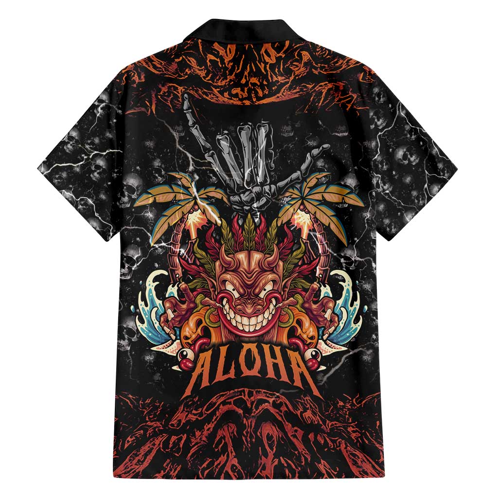 Aloha Halloween Family Matching Long Sleeve Bodycon Dress and Hawaiian Shirt Horror Tiki Heavy Metal Style LT05 - Polynesian Pride