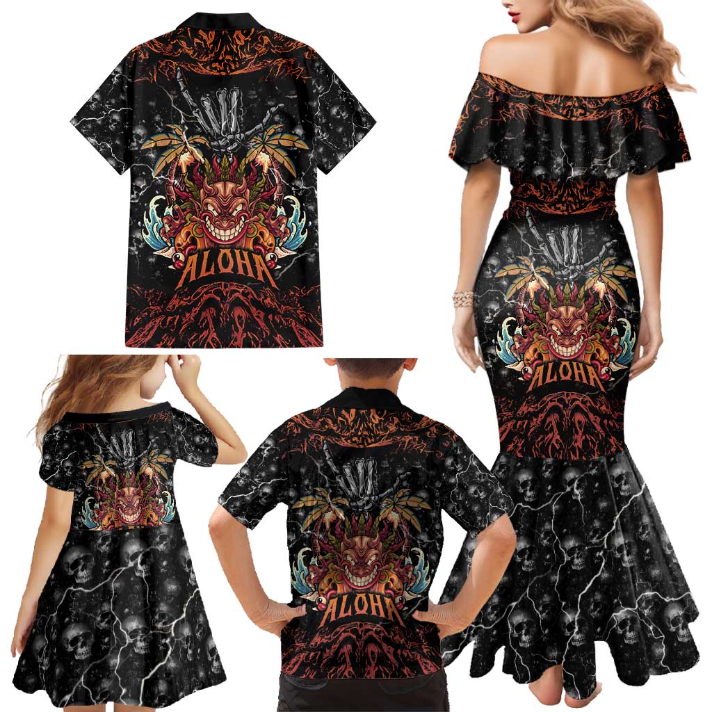 Aloha Halloween Family Matching Mermaid Dress and Hawaiian Shirt Horror Tiki Heavy Metal Style LT05 - Polynesian Pride