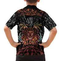 Aloha Halloween Family Matching Off The Shoulder Long Sleeve Dress and Hawaiian Shirt Horror Tiki Heavy Metal Style LT05 - Polynesian Pride