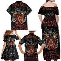Aloha Halloween Family Matching Off Shoulder Maxi Dress and Hawaiian Shirt Horror Tiki Heavy Metal Style LT05 - Polynesian Pride