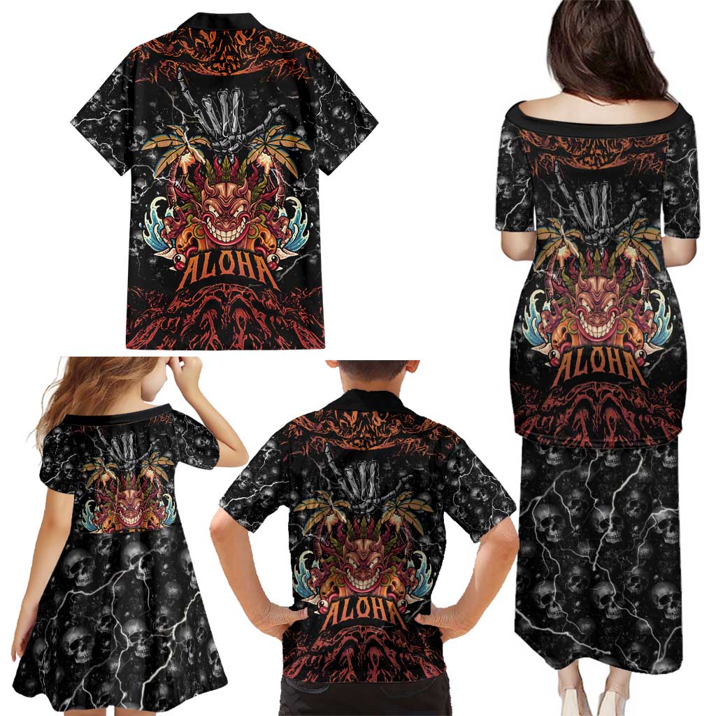 Aloha Halloween Family Matching Puletasi and Hawaiian Shirt Horror Tiki Heavy Metal Style LT05 - Polynesian Pride