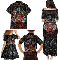 Aloha Halloween Family Matching Puletasi and Hawaiian Shirt Horror Tiki Heavy Metal Style LT05 - Polynesian Pride