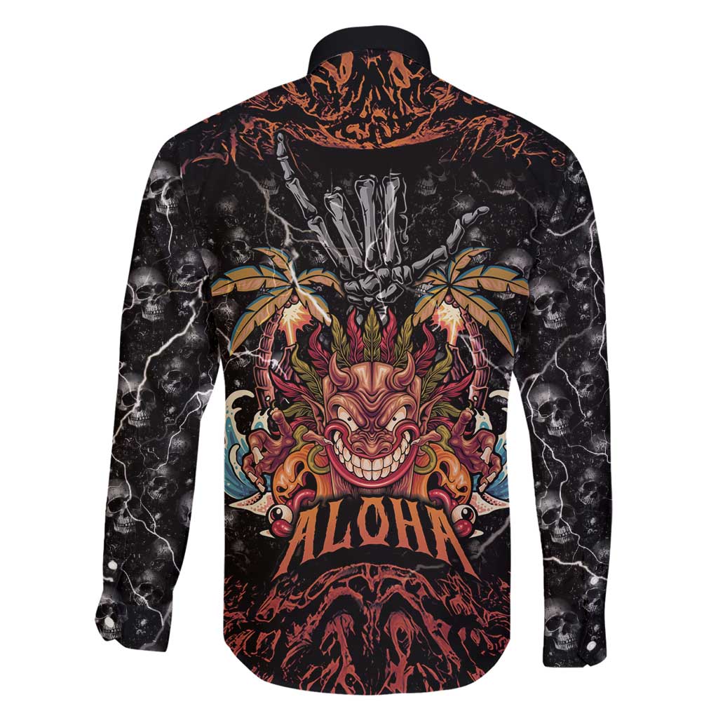 Aloha Halloween Family Matching Summer Maxi Dress and Hawaiian Shirt Horror Tiki Heavy Metal Style LT05 - Polynesian Pride