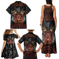 Aloha Halloween Family Matching Tank Maxi Dress and Hawaiian Shirt Horror Tiki Heavy Metal Style LT05 - Polynesian Pride
