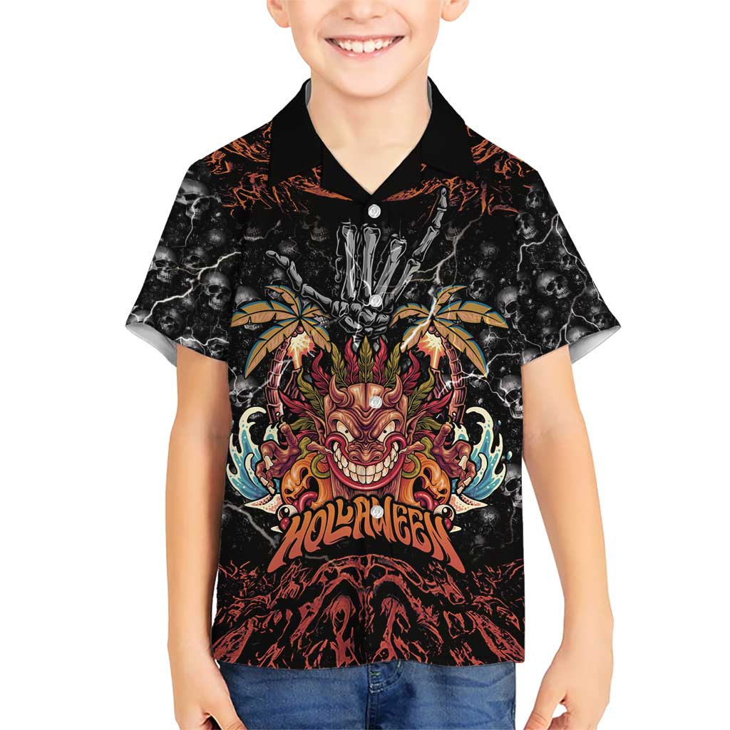 Aloha Halloween Kid Hawaiian Shirt Horror Tiki Heavy Metal Style - Polynesian Pride