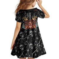 Aloha Halloween Kid Short Sleeve Dress Horror Tiki Heavy Metal Style - Polynesian Pride
