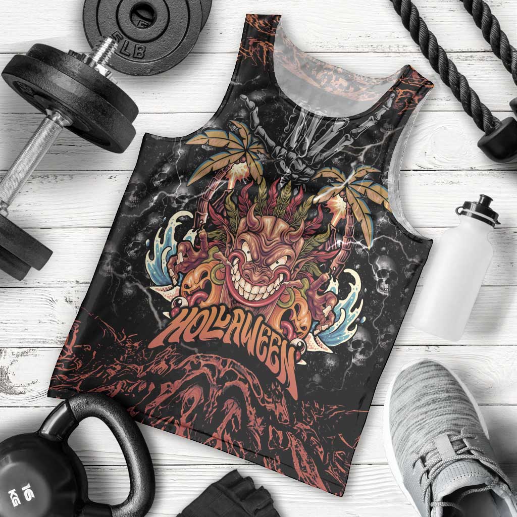 Aloha Halloween Men Tank Top Horror Tiki Heavy Metal Style - Polynesian Pride