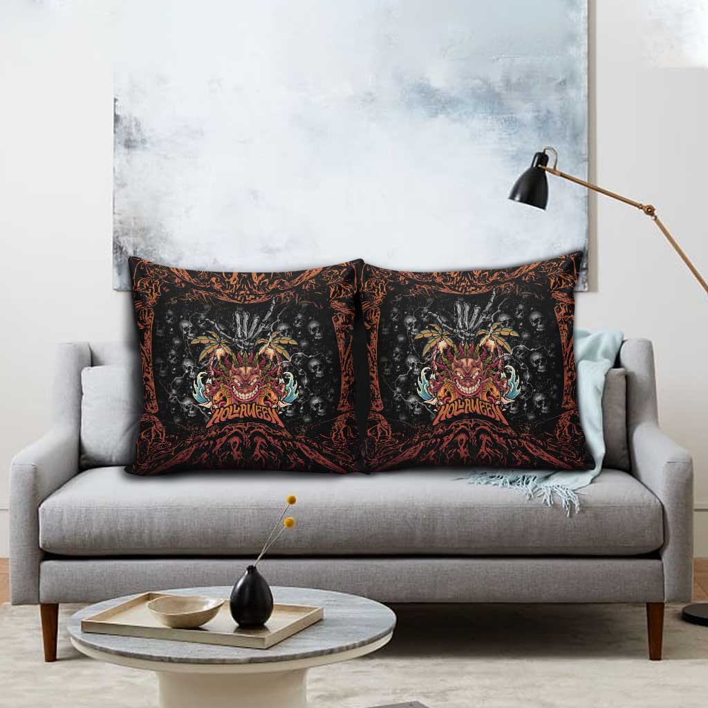 Aloha Halloween Pillow Cover Horror Tiki Heavy Metal Style - Polynesian Pride