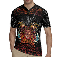 Aloha Halloween Rugby Jersey Horror Tiki Heavy Metal Style LT05 - Polynesian Pride