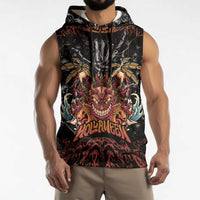 Aloha Halloween Sleeveless Hoodie Horror Tiki Heavy Metal Style - Polynesian Pride
