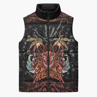 Aloha Halloween Sleeveless Puffer Jacket Horror Tiki Heavy Metal Style LT05 Unisex Black - Polynesian Pride