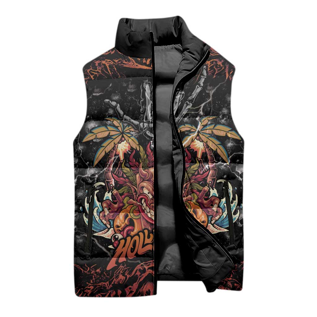 Aloha Halloween Sleeveless Puffer Jacket Horror Tiki Heavy Metal Style LT05 - Polynesian Pride