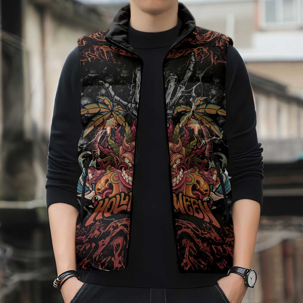 Aloha Halloween Sleeveless Puffer Jacket Horror Tiki Heavy Metal Style LT05 - Polynesian Pride