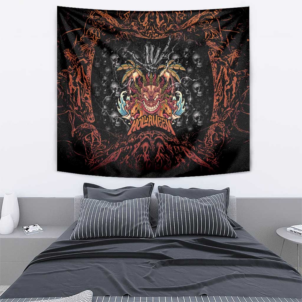 Aloha Halloween Tapestry Horror Tiki Heavy Metal Style - Polynesian Pride