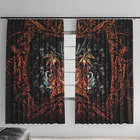 Aloha Halloween Window Curtain Horror Tiki Heavy Metal Style LT05 With Hooks Black - Polynesian Pride