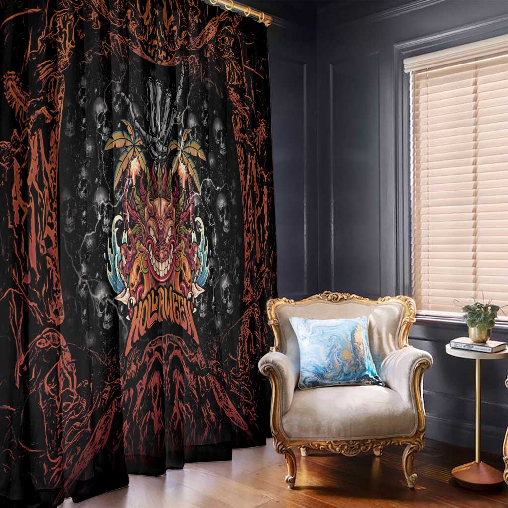 Aloha Halloween Window Curtain Horror Tiki Heavy Metal Style LT05 - Polynesian Pride