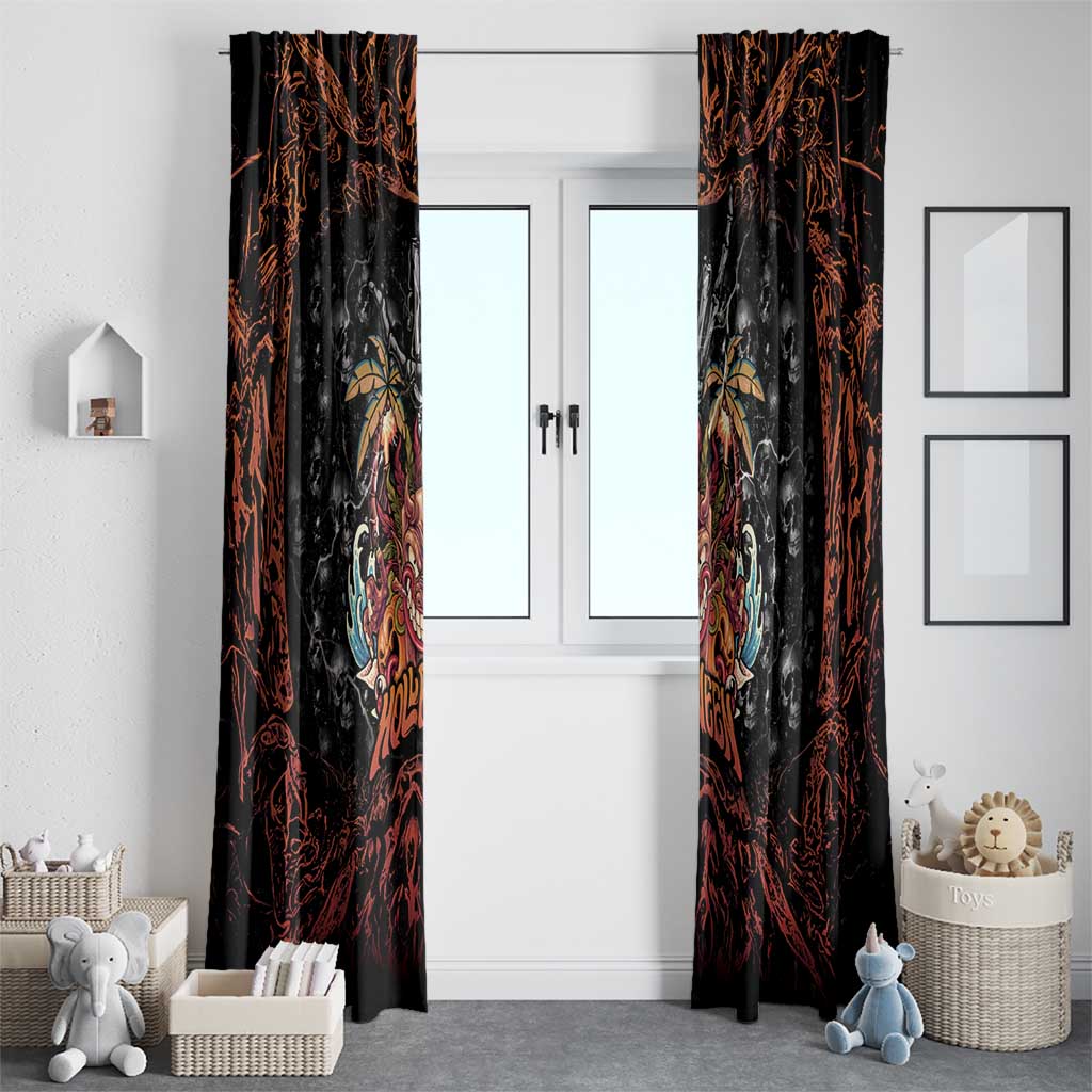Aloha Halloween Window Curtain Horror Tiki Heavy Metal Style LT05 - Polynesian Pride