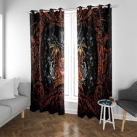 Aloha Halloween Window Curtain Horror Tiki Heavy Metal Style LT05 With Grommets Black - Polynesian Pride