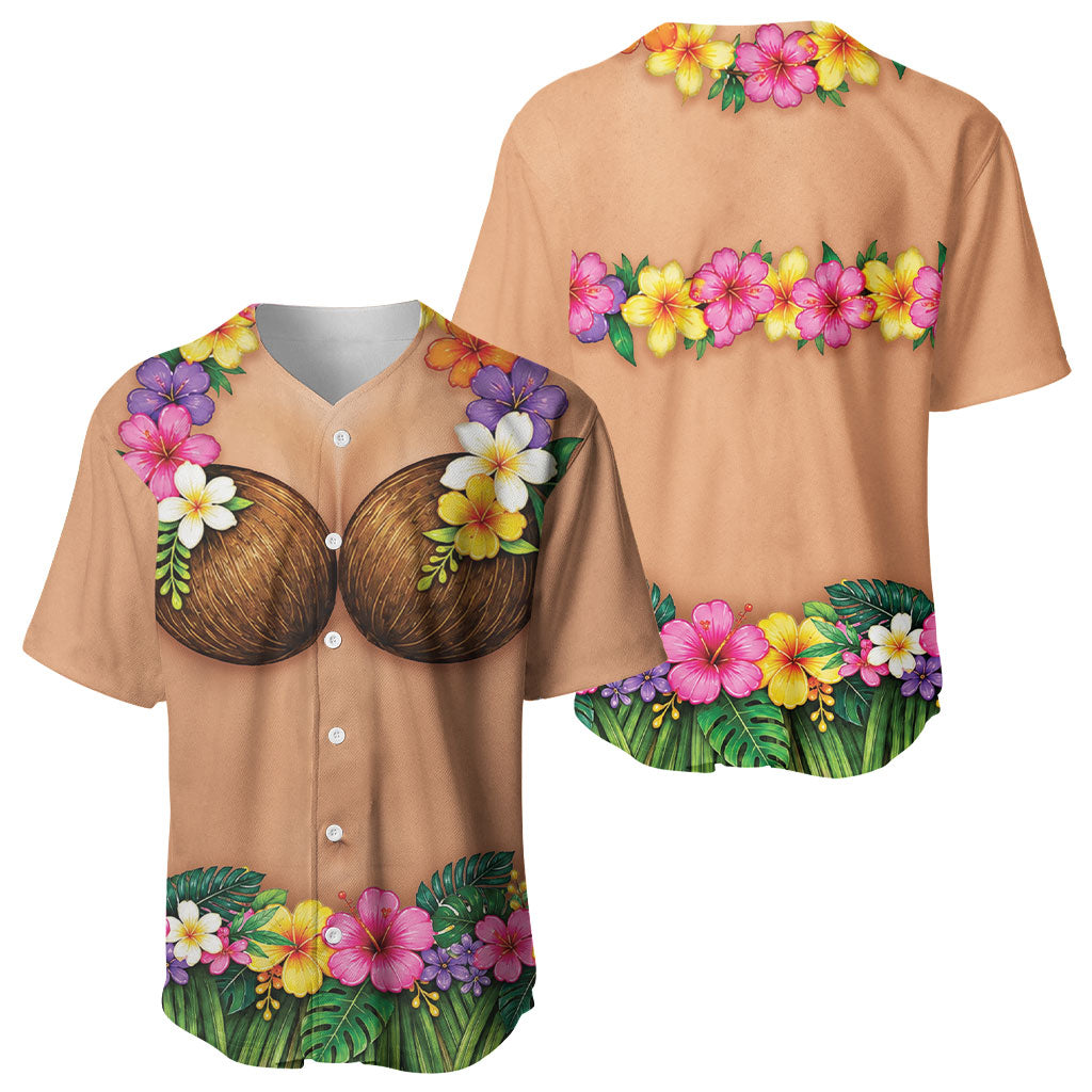 Hawaii Hula Costume Baseball Jersey Coconut Bra Lei Flowers Grass Skirt LT05 - Polynesian Pride