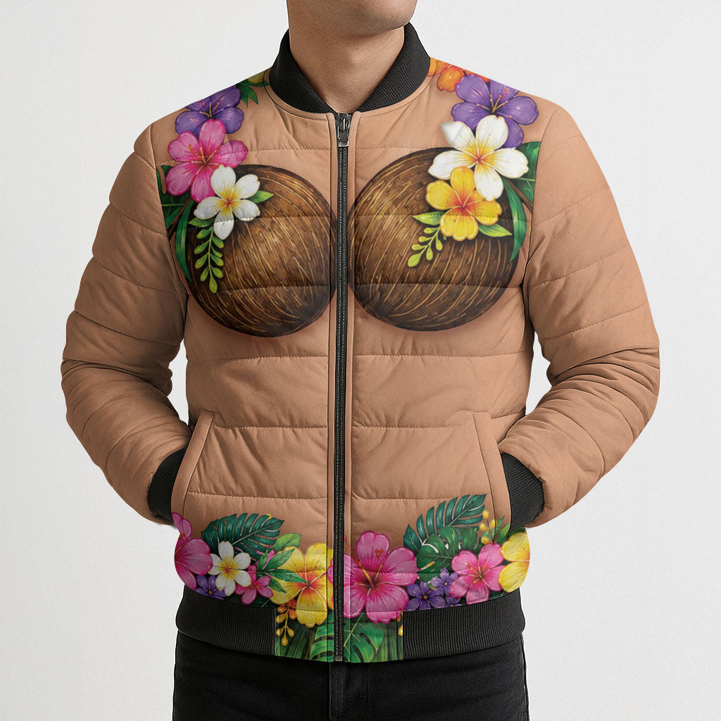Hawaii Hula Costume Bomber Puffer Jacket Coconut Bra Lei Flowers Grass Skirt LT05 - Polynesian Pride