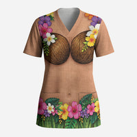 Hawaii Hula Costume Scrub Top Coconut Bra Lei Flowers Grass Skirt LT05 Adult Beige - Polynesian Pride