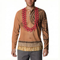 Samoa Tribal Tattoo Costume Button Sweatshirt Ula Fala Necklace LT05 - Polynesian Pride