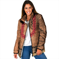 Samoa Tribal Tattoo Costume Padded Jacket Ula Fala Necklace LT05 Women Beige - Polynesian Pride