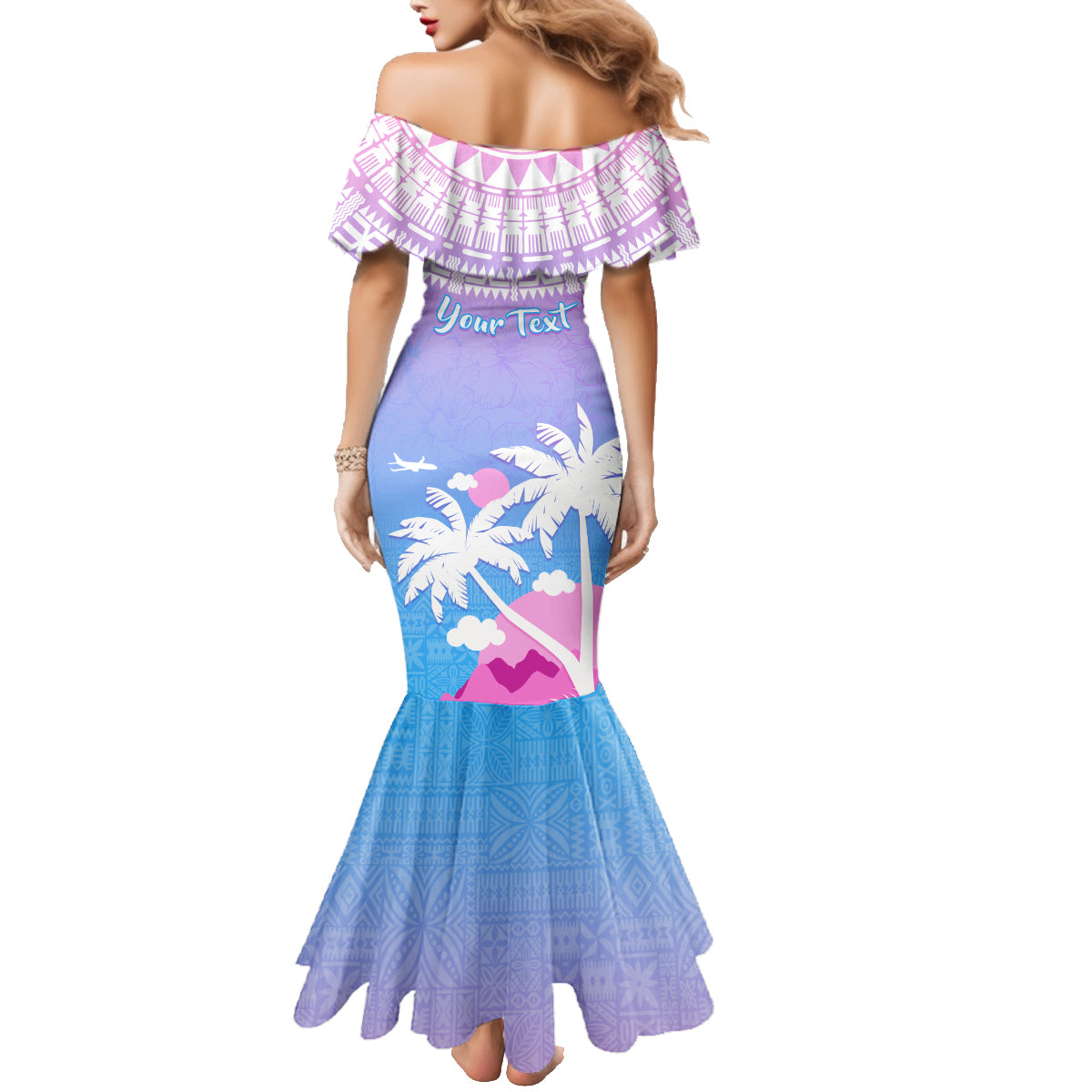 Personalised Fiji Your Paradise Festival Family Matching Mermaid Dress and Hawaiian Shirt With Fijian Masi Tapa Pattern LT05 - Polynesian Pride