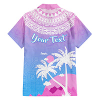 Personalised Fiji Your Paradise Festival Family Matching Off Shoulder Short Dress and Hawaiian Shirt With Fijian Masi Tapa Pattern LT05 - Polynesian Pride