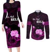 Hawaii Strong Maui Couples Matching Long Sleeve Bodycon Dress and Long Sleeve Button Shirt Lahaina Is Not For Sale LT05 Pink - Polynesian Pride